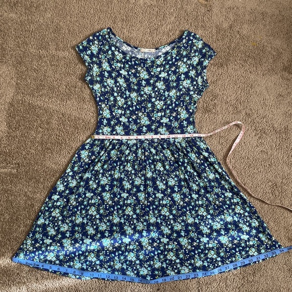 Timing blue and green floral print preppy lightweight dress - Picture 8 of 13